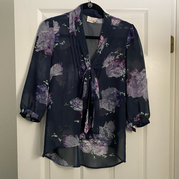 Pins & Needles Floral Bow Tie Blouse S - Picture 1 of 6
